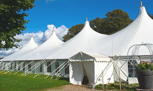 high-quality portable toilets stationed at a wedding, meeting the needs of guests throughout the outdoor reception in Eastpointe